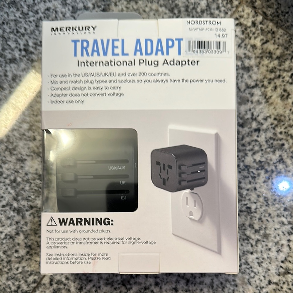 Black International Plug Adapter